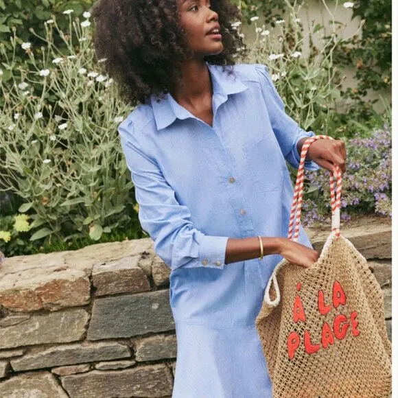 Tuckernuck Cotton Linen Chambray Callahan Shirt Dress Sz M