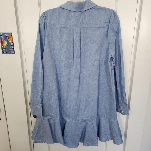 Tuckernuck Cotton Linen Chambray Callahan Shirt Dress Sz M