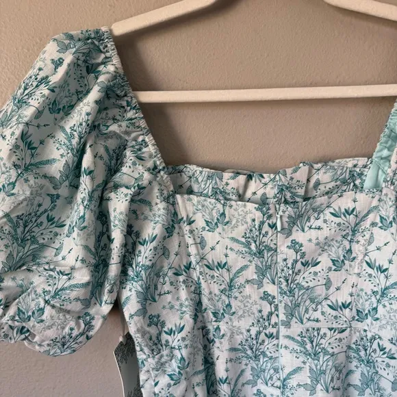 Tuckernuck Hyacinth House Teal Floral Lace Up Lila Midi Dress