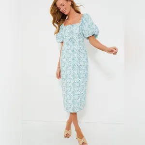 Tuckernuck Hyacinth House Teal Floral Lace Up Lila Midi Dress