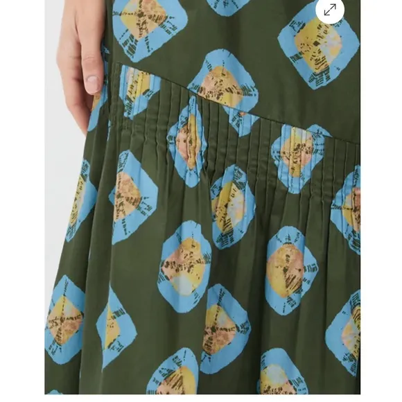 TUCKERNUCK Olive and Aqua Diamond Clary Dress MEDIUM