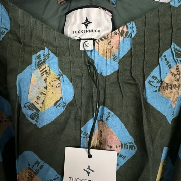 TUCKERNUCK Olive and Aqua Diamond Clary Dress MEDIUM