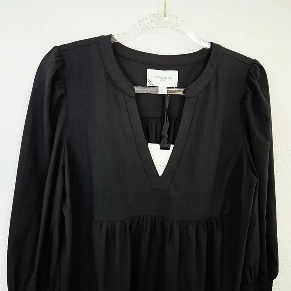 Tuckernuck Pomander Place Crepe Kenzo Swing Dress Black Long Sleeve Mini XL NEW