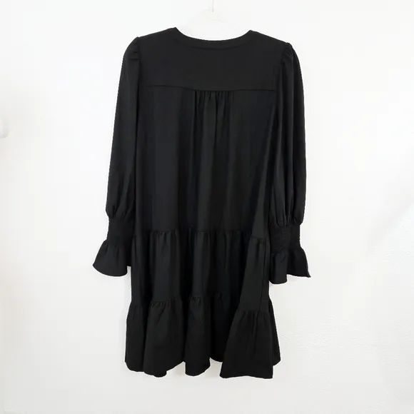 Tuckernuck Pomander Place Crepe Kenzo Swing Dress Black Long Sleeve Mini XL NEW