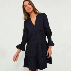 Tuckernuck Pomander Place Crepe Kenzo Swing Dress Black Long Sleeve Mini XL NEW