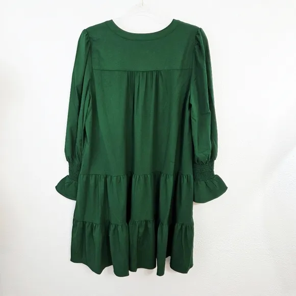 Tuckernuck Pomander Place Crepe Kenzo Swing Dress Dark Hunter Green Mini XL NEW