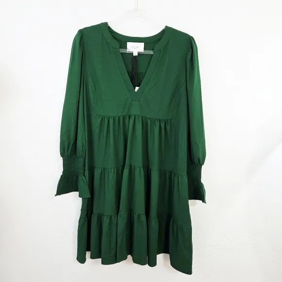 Tuckernuck Pomander Place Crepe Kenzo Swing Dress Dark Hunter Green Mini XL NEW