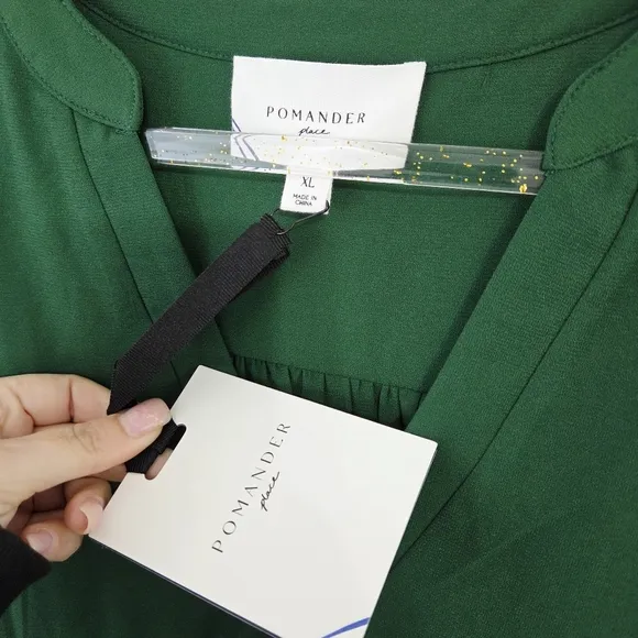 Tuckernuck Pomander Place Crepe Kenzo Swing Dress Dark Hunter Green Mini XL NEW