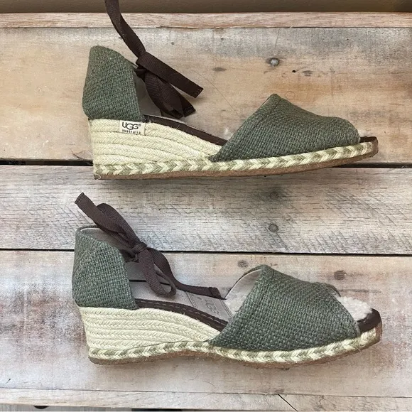 UGG Australia DELMAR Woven ESPADRILLES WEDGE SANDALS
