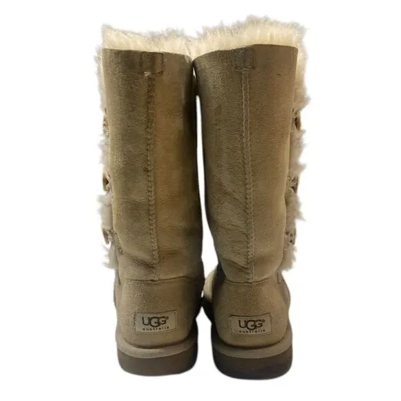 UGG Australia Womens Winter Boots Size 4 Leather Round Toe Tall Shearlin…