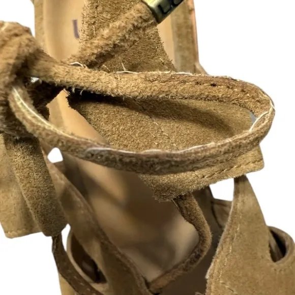 UGG Harris Strappy Gladiator Chunky Block Heel Sandals Tan Suede 8