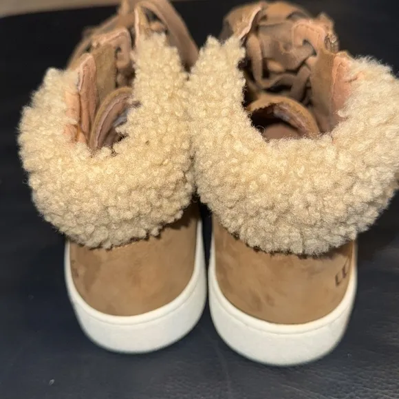 Ugg Olive Pebbled Nubuck Chestnut Brown High-Top Zippered Sneakers
