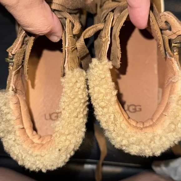Ugg Olive Pebbled Nubuck Chestnut Brown High-Top Zippered Sneakers