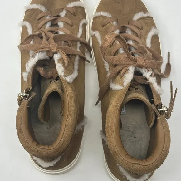 UGG Olli Heritage Sneakers high top women 11 tan sherpa suede