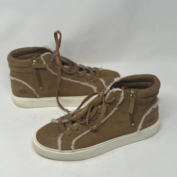 UGG Olli Heritage Sneakers high top women 11 tan sherpa suede