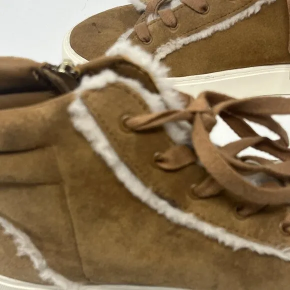 UGG Olli Heritage Sneakers high top women 11 tan sherpa suede