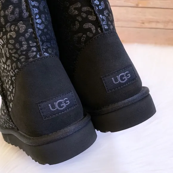 UGG Women’s Classic Short Snow Leopard Black Boots