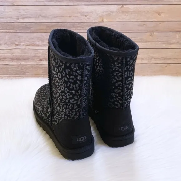 UGG Women’s Classic Short Snow Leopard Black Boots