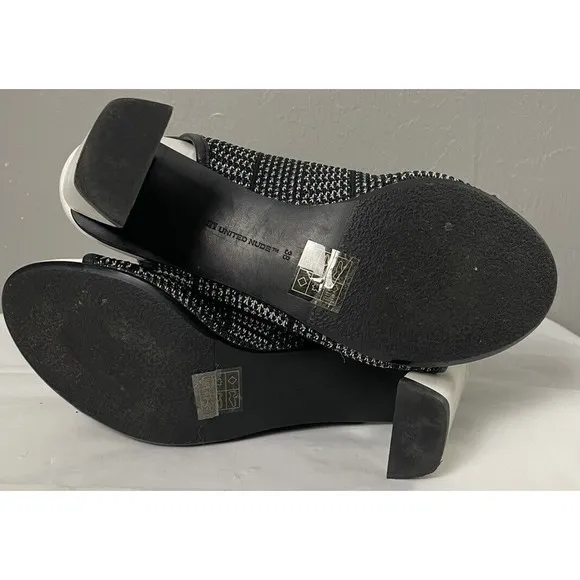 United Nude Zink Fab Sandals architectural heel strappy Size 38 US 7.5 Fast Ship
