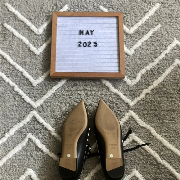 Valentino Garavani Black Rock-Studded Flats