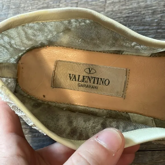 Valentino garavani Lace and Leather Espadrille Flats slide on shoes