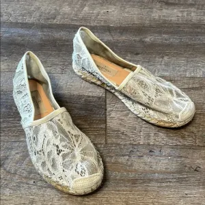 Valentino garavani Lace and Leather Espadrille Flats slide on shoes