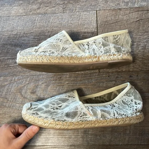 Valentino garavani Lace and Leather Espadrille Flats slide on shoes