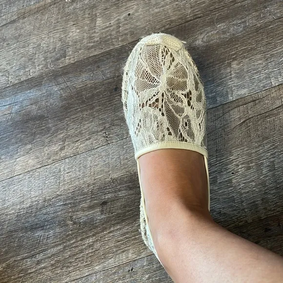 Valentino garavani Lace and Leather Espadrille Flats slide on shoes