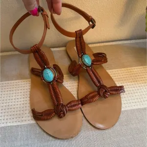 Valentino Garavani Tribal Scarab Flat Sandals size 39/ US 9