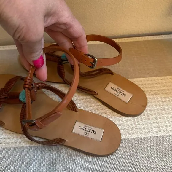 Valentino Garavani Tribal Scarab Flat Sandals size 39/ US 9