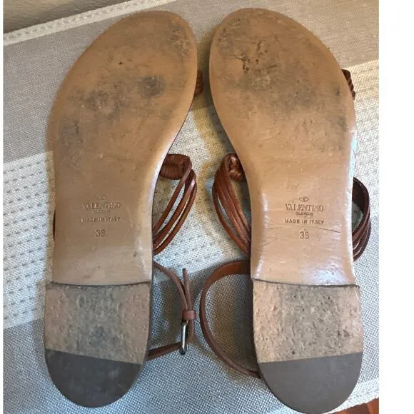 Valentino Garavani Tribal Scarab Flat Sandals size 39/ US 9