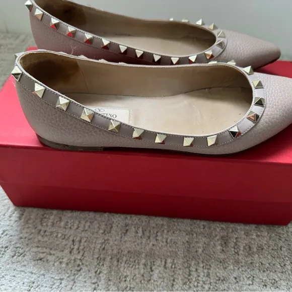 Valentino Pink Studded Flats with Pointed Toe