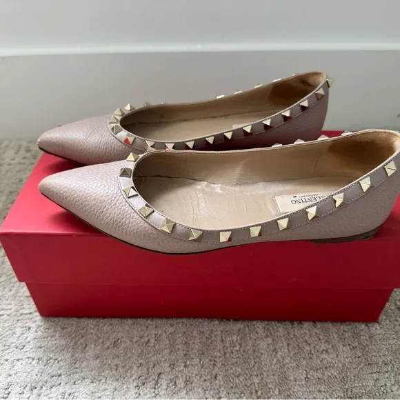 Valentino Pink Studded Flats with Pointed Toe