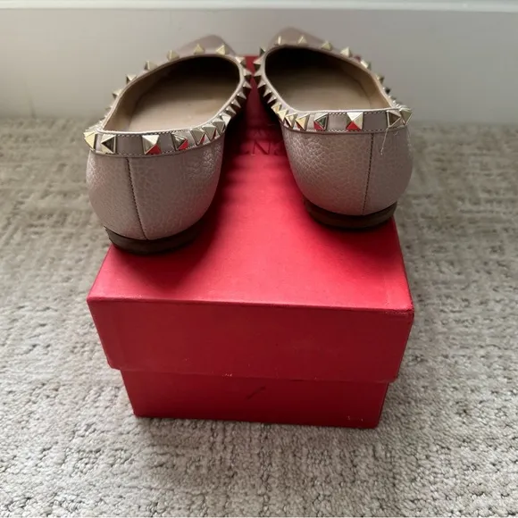 Valentino Pink Studded Flats with Pointed Toe