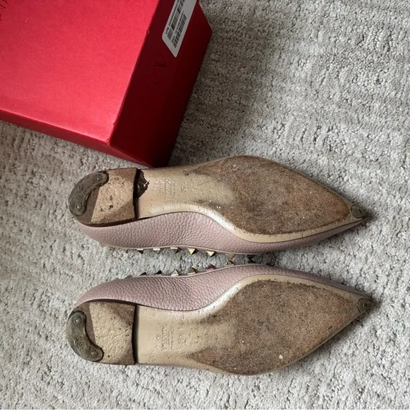 Valentino Pink Studded Flats with Pointed Toe