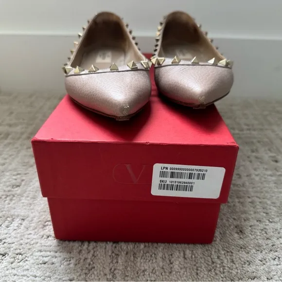 Valentino Pink Studded Flats with Pointed Toe