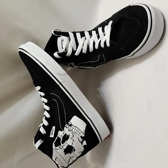 Vans Filmore Hi Black White Skull High-Top Sneakers (M Size 7.5)