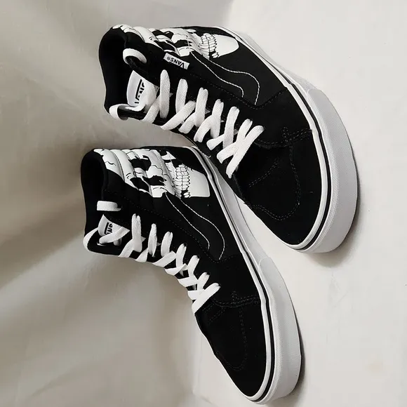 Vans Filmore Hi Black White Skull High-Top Sneakers (M Size 7.5)