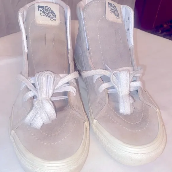 Vans High-Top Beige Suede Sneakers, Size 8