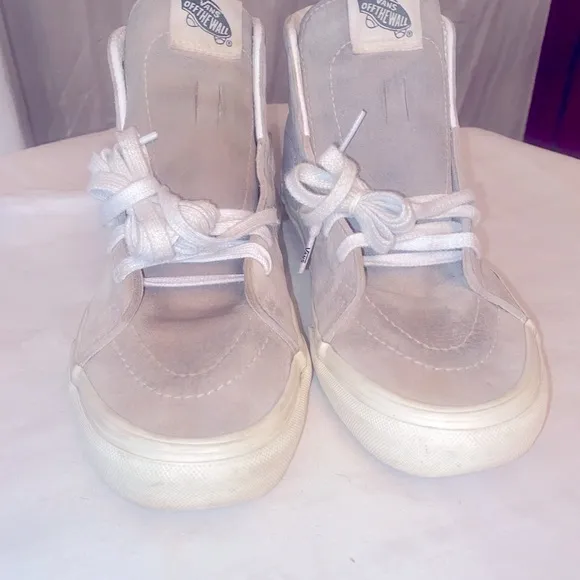 Vans High-Top Beige Suede Sneakers, Size 8