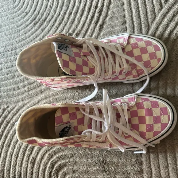 Vans Kids High-Top Sneakers - Pink Checkered