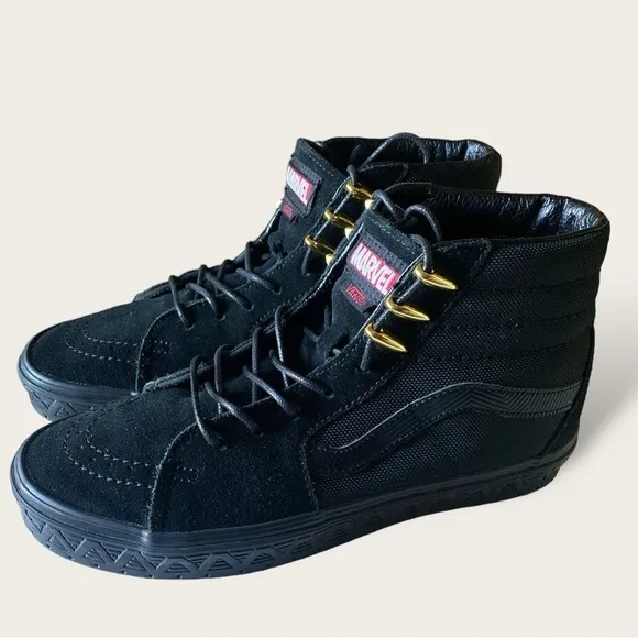 VANS MARVEL SUEDE BLACK PANTHER Edition BLACK Sneakers Size 8 Men 9.5 Wo…
