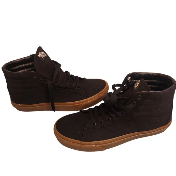 Vans .Men's Black and Brown High-Top Sneakers