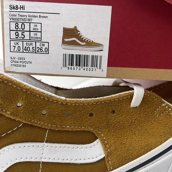 Vans Men’s High-Top Sneakers in Mustard White Sk8-HiColor Theory Golden Brown