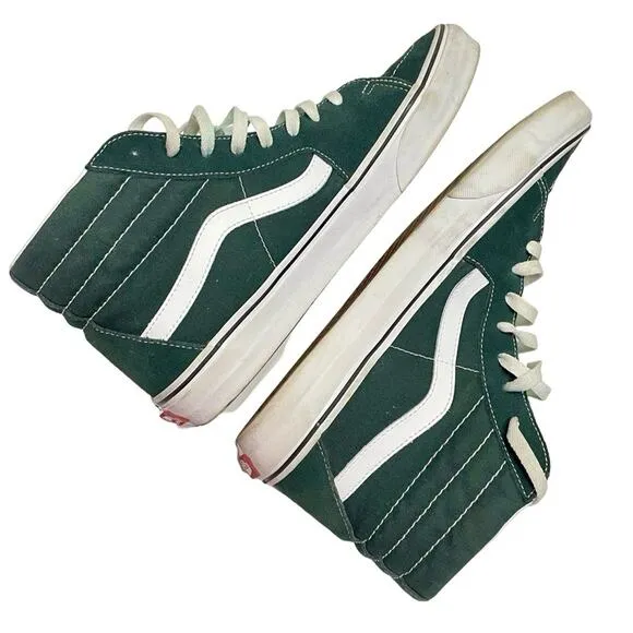 VANS Sk8 High Top Mens Dark Green Suede Sneakers Size 11
