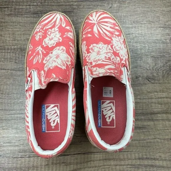 Vans~Women’s~Platform Espadrilles Deep Sea Coral~Size 8.5