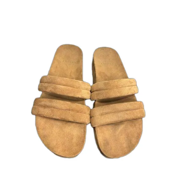 Varley Women's Giles 2.0 Quilted Slides 9‎ Brown Double Padded Straps Sandals