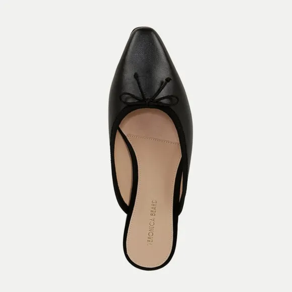 Veronica Beard Catherine Leather Bow Ballerina Mules 8.5 New