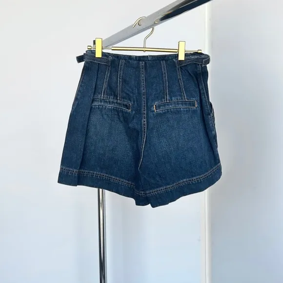 Veronica Beard Jaffe Denim Buckle Shorts
