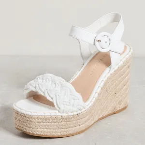 Veronica Beard Women Reema Braided Ankle-Strap Wedge Espadrilles White 10